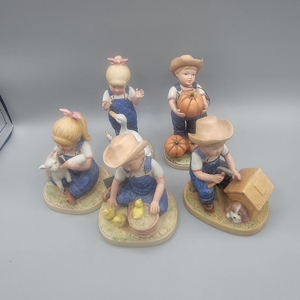 5 "Denim Days" By Homco Collectible Vintage Figurines